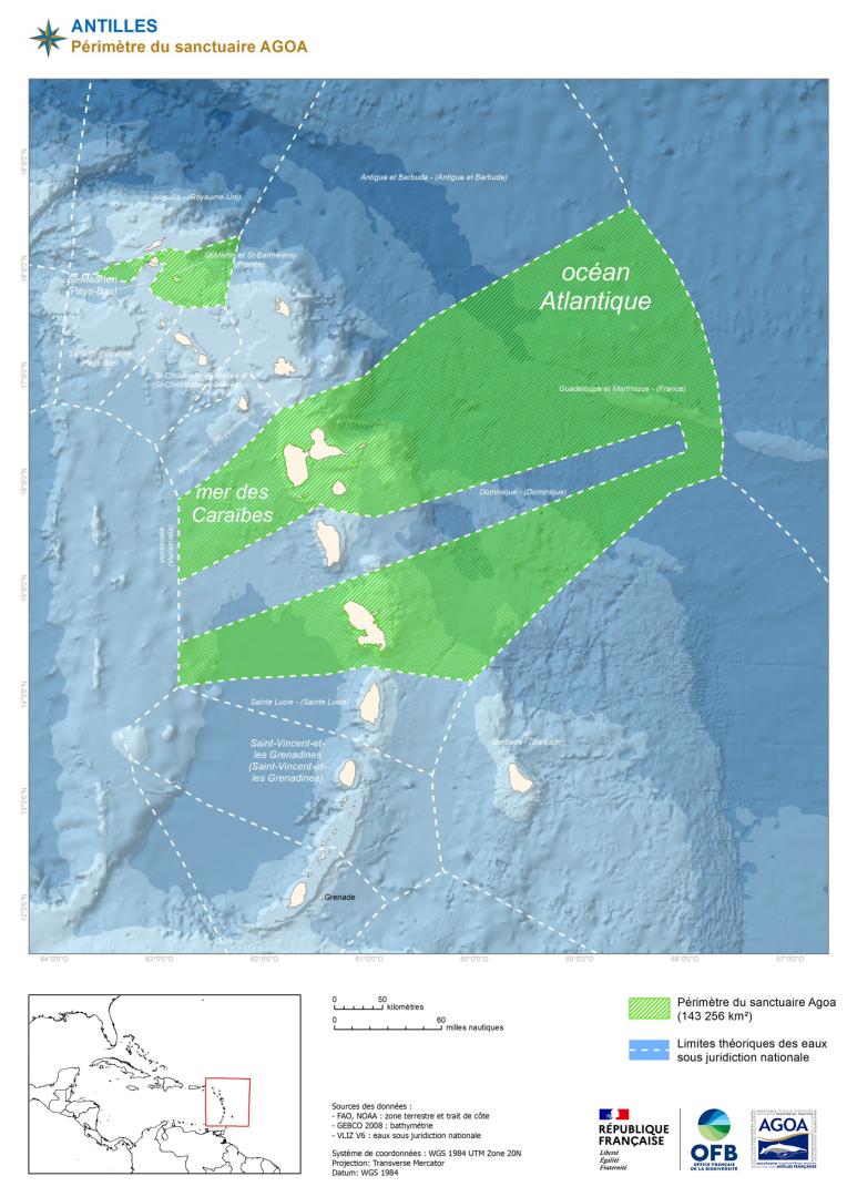 Carte perimetre sanctuaire Agoa logo OFB AGOA