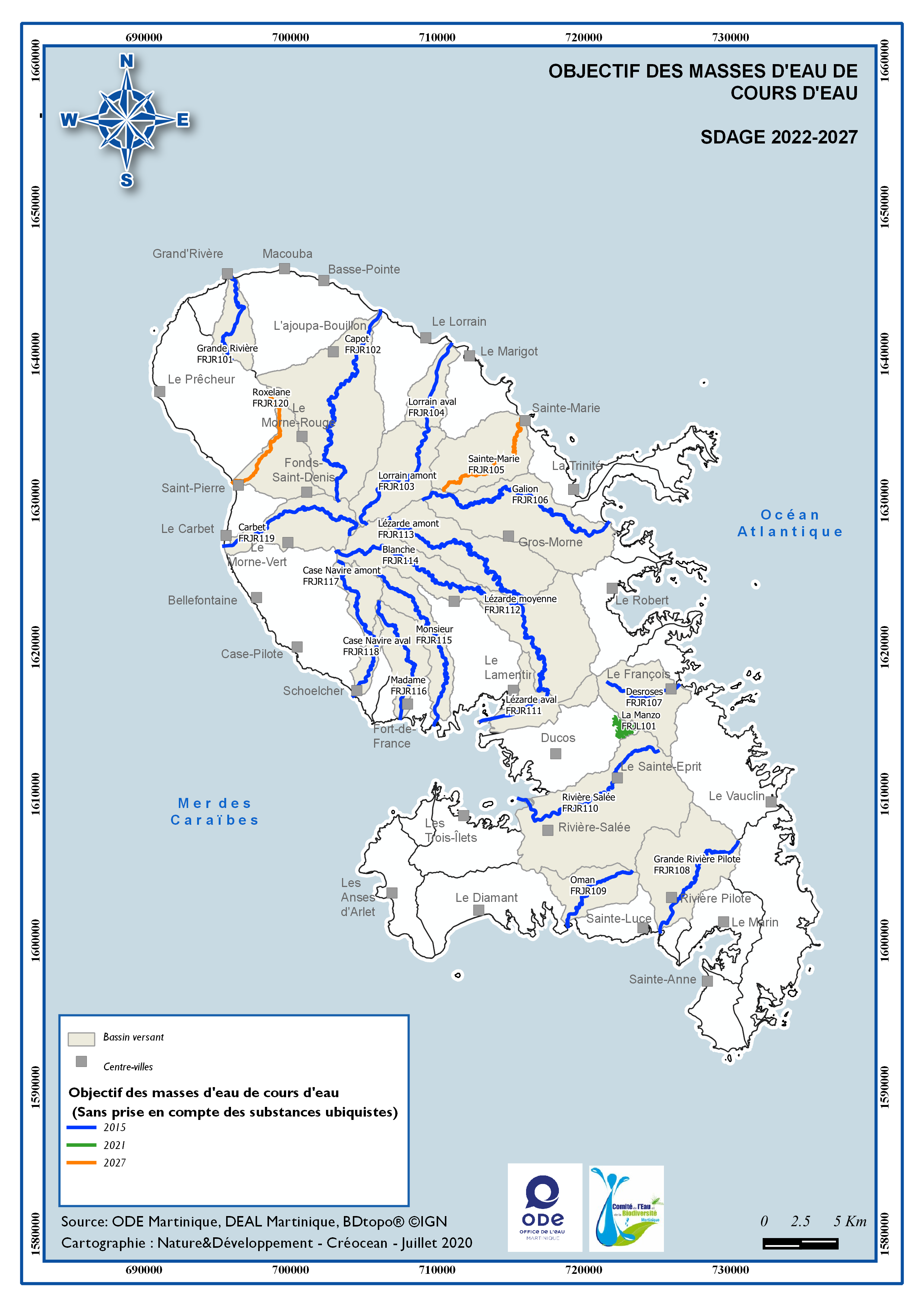 SDAGE 2022-2027 - Objectif des masses d'eau cours d'eau sans substances ubiquitistes