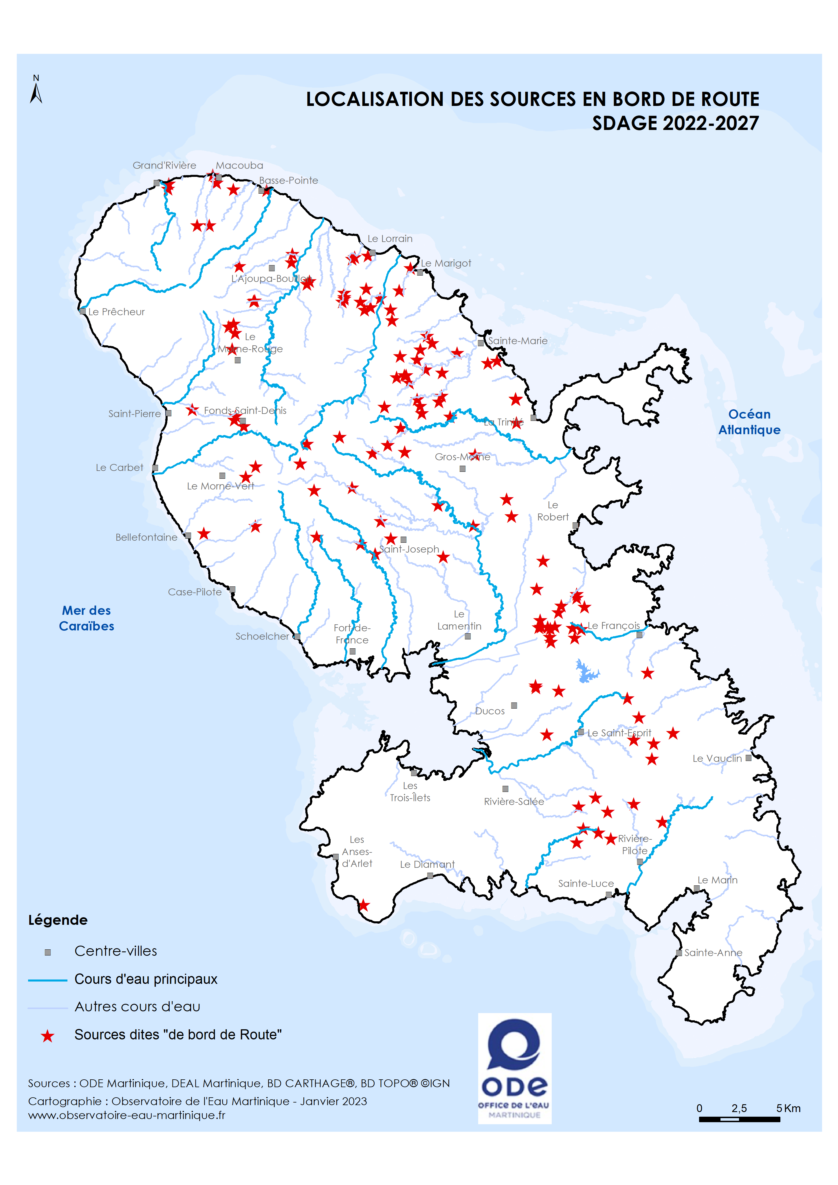 SDAGE 2022-2027 - Localisation des sources en bord de route